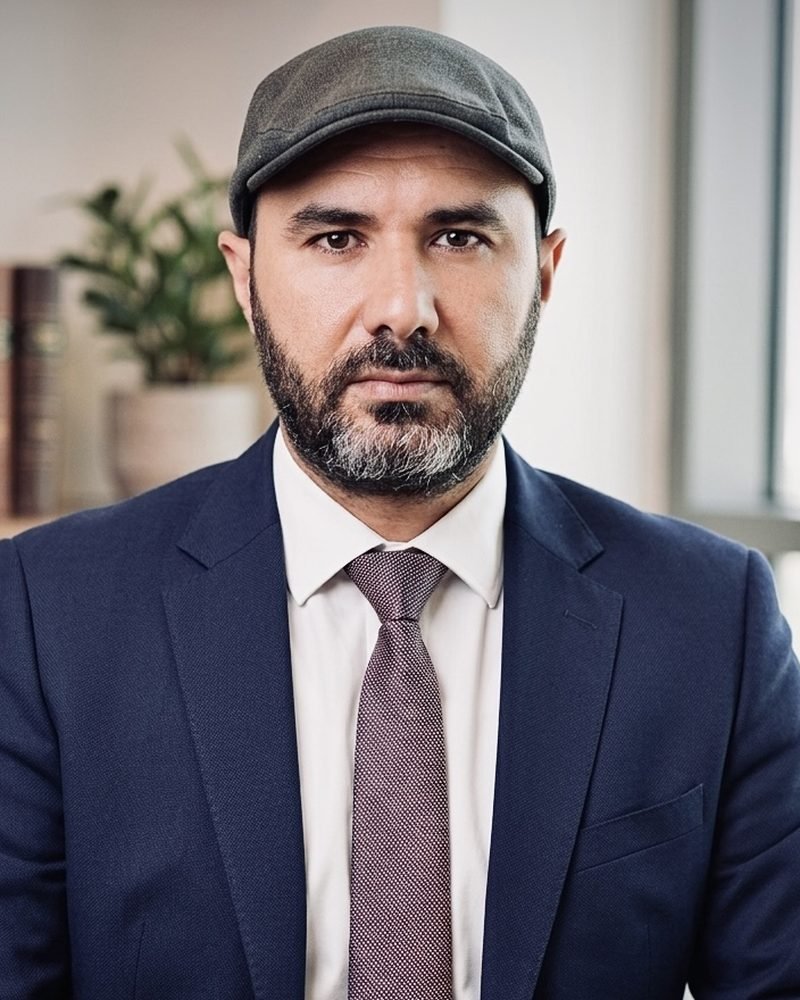 Portrait of Ahmed Eid in a navy suit